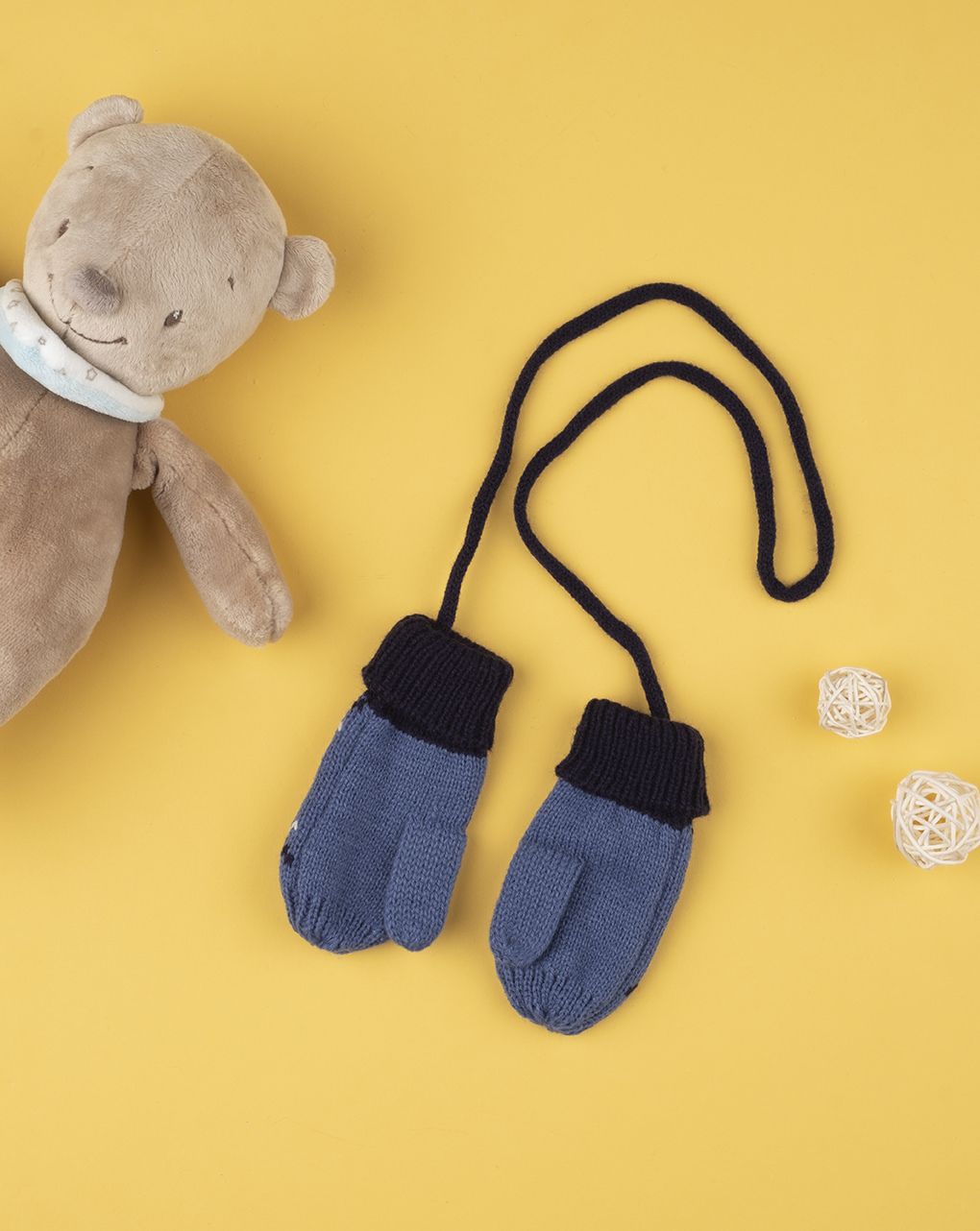 βρεφικά γαντάκια μπλε με αρκουδάκια για αγόρι - Prénatal