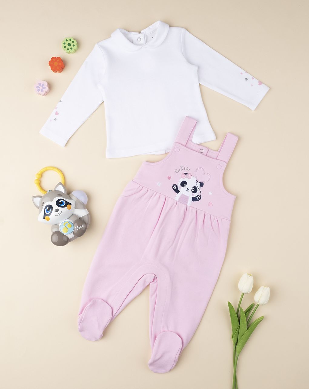 βρεφικό σετ μπλούζα και σαλοπέτα με πάντα για κορίτσι - Prénatal