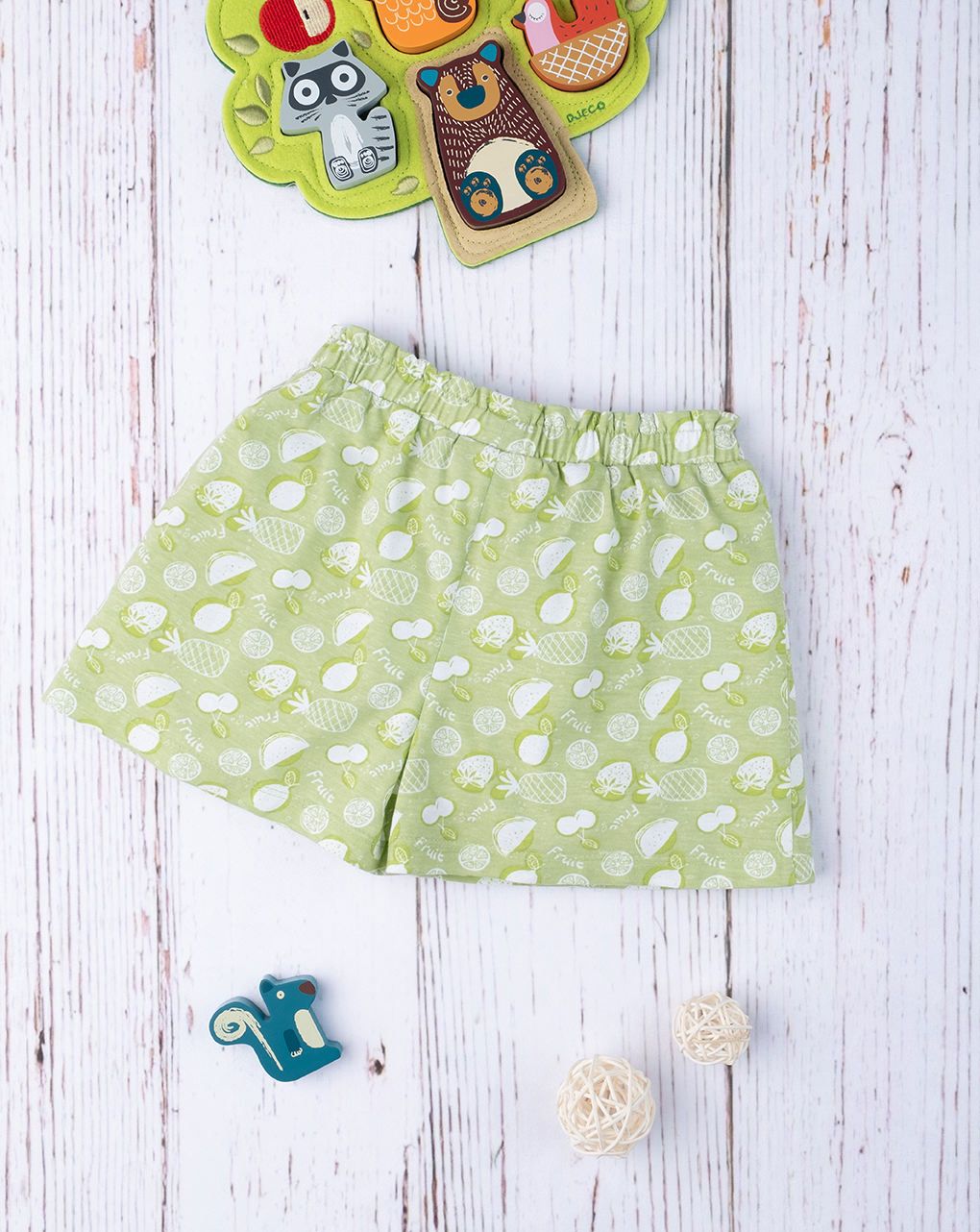 παιδικό σορτσάκι πράσινο με φρούτα για κορίτσι - Prénatal