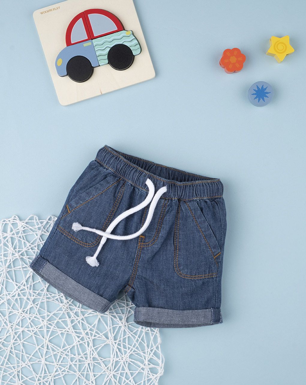 βρεφικό τζιν σορτσάκι μπλε για αγόρι - Prénatal