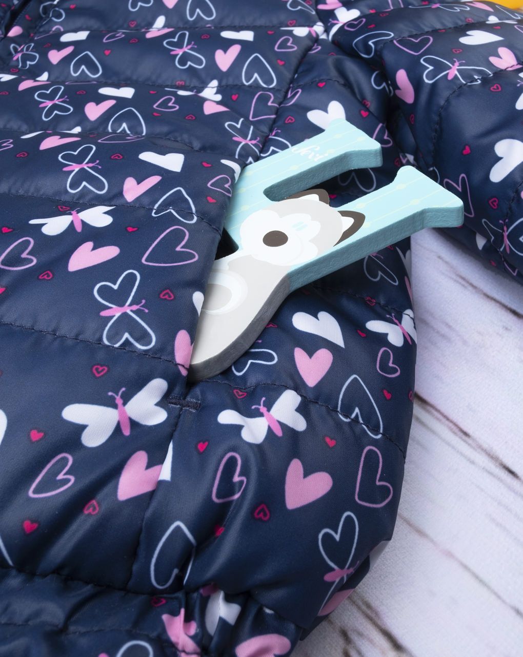 μπουφάν με κουκούλα & πεταλούδες μπλε για κορίτσι - Prénatal