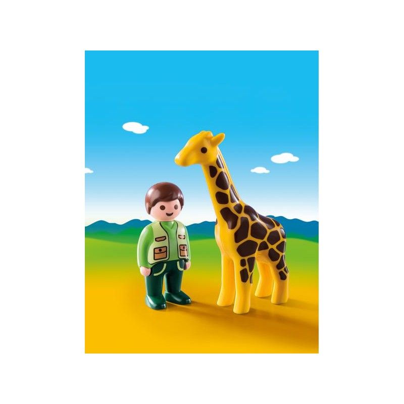 Playmobil 1.2.3 φύλακας ζωολογικού κήπου με καμηλοπάρδαλη 9380 - Playmobil, Playmobil 1.2.3