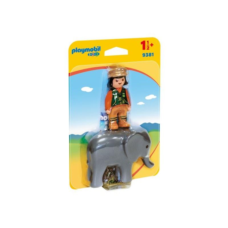Playmobil 1.2.3 φύλακας ζωολογικού κήπου με ελέφαντα 9381 - Playmobil, Playmobil 1.2.3
