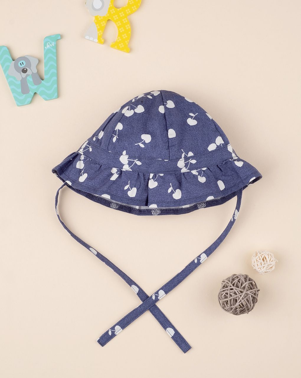 βρεφικό τζιν καπέλο με κερασάκια για κορίτσι - Prénatal