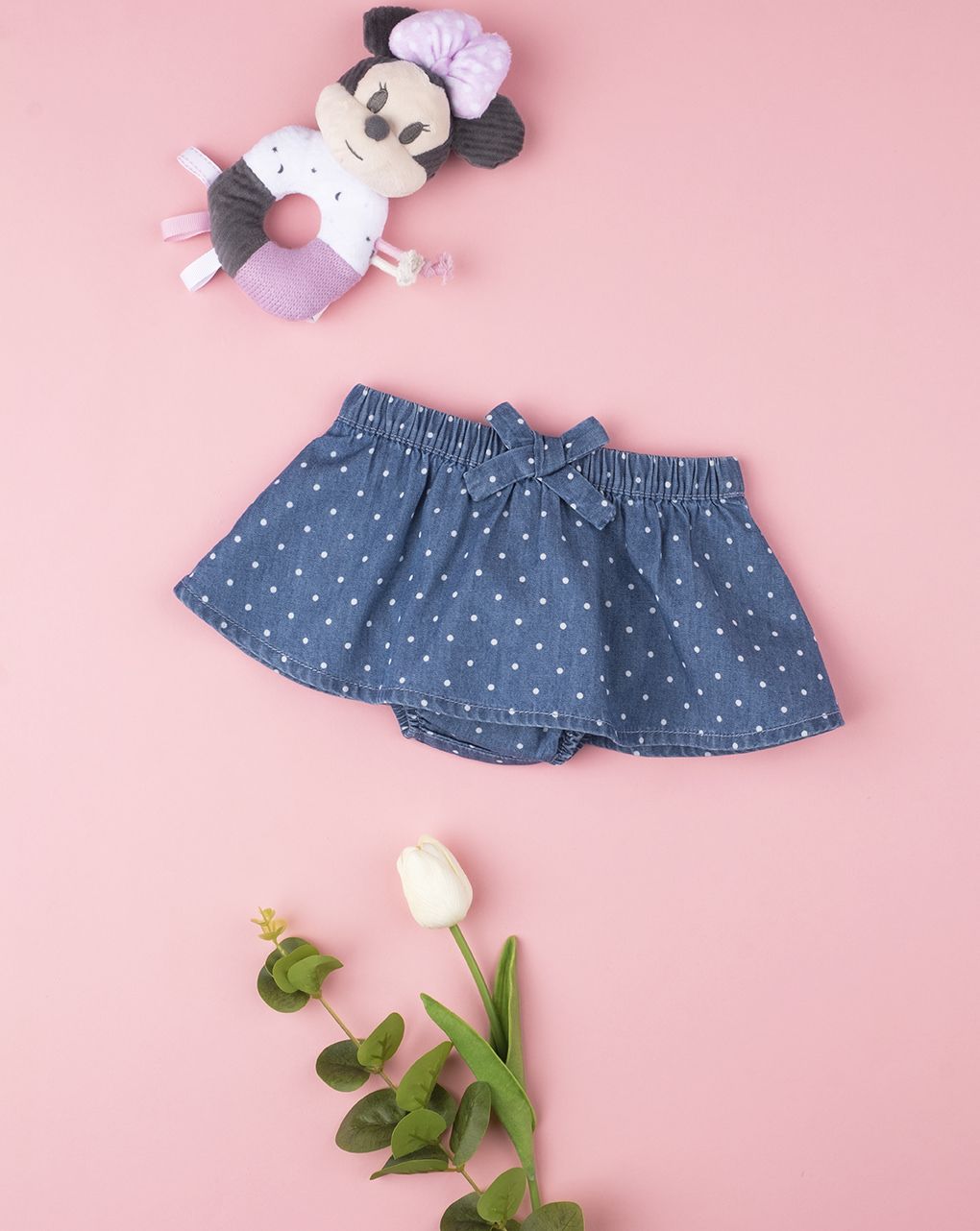βρεφική τζιν φούστα - σορτσάκι πουά για κορίτσι - Prénatal