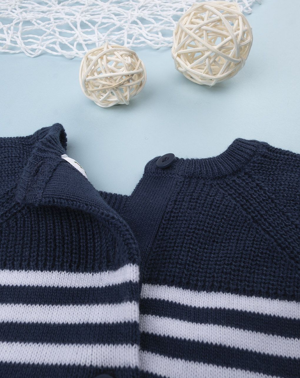 βρεφικό φορμάκι πλεκτό μπλε ριγέ για αγόρι - Prénatal