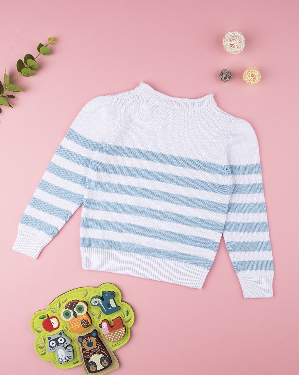 παιδικό πουλόβερ ριγέ γαλάζιο για κορίτσι - Prénatal