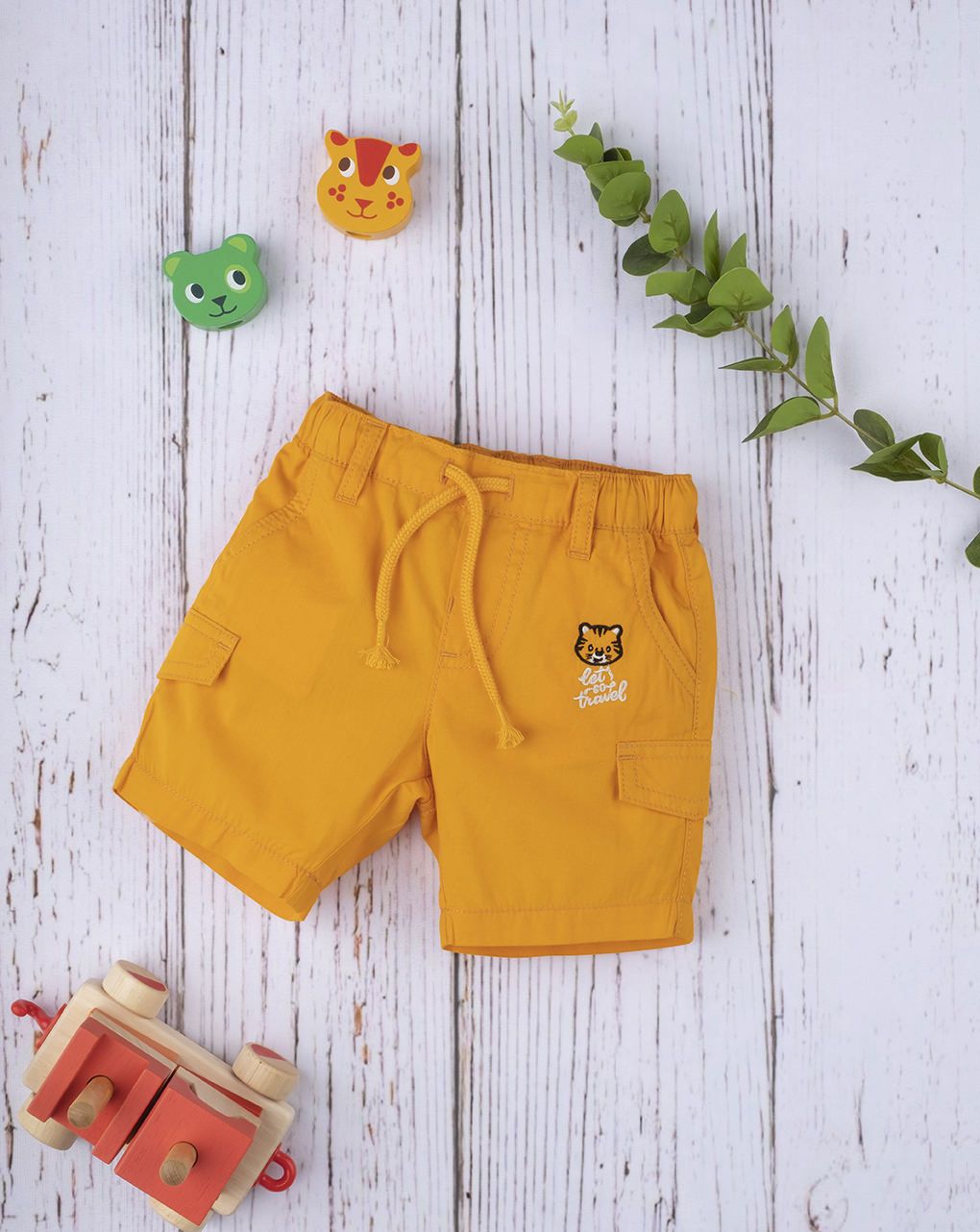 σορτσάκι πορτοκαλί βαμβακερής ποπλίνας για αγόρι - Prénatal