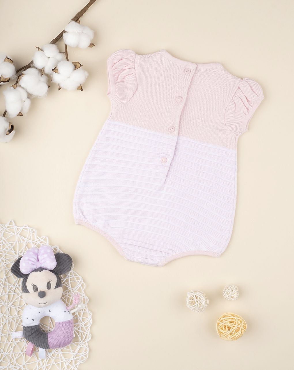 βρεφικό φορμάκι πλεκτό ροζ για κορίτσι - Prénatal