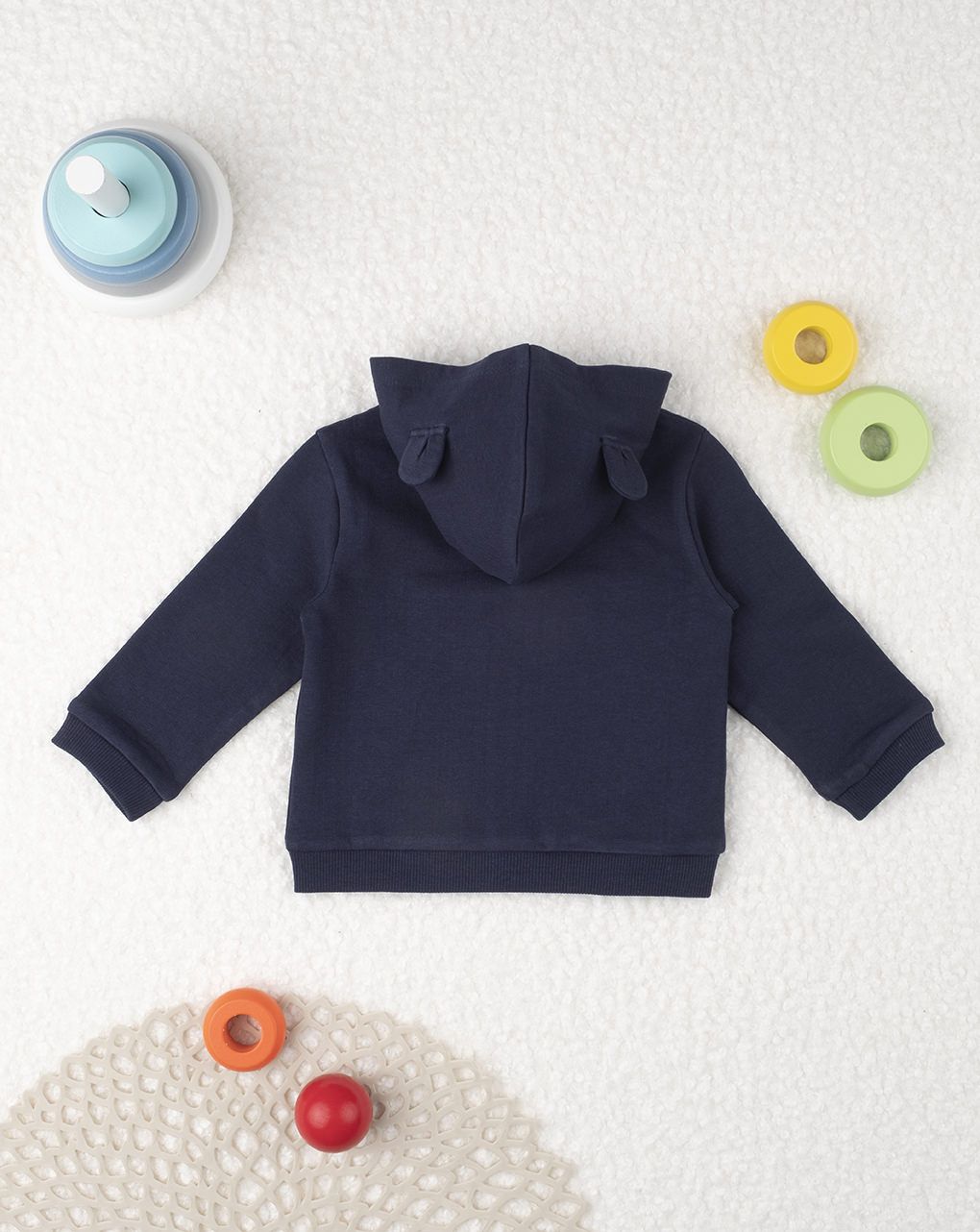 βρεφική ζακέτα βαμβακερή φούτερ με κουκούλα μπλε για αγόρι - Prénatal