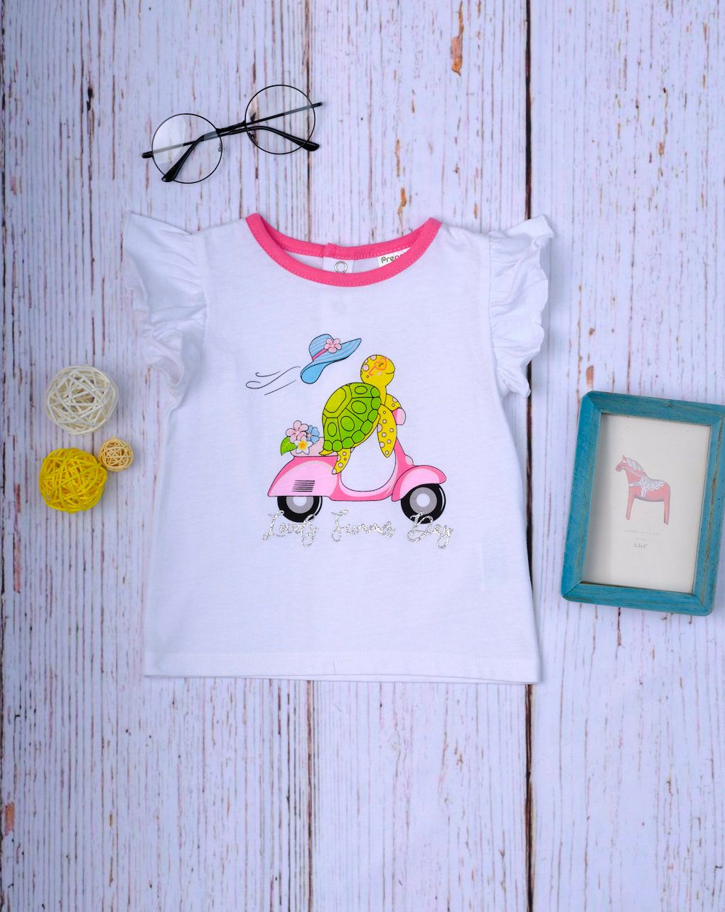 σετ t-shirt και σορτσάκι φούξια με στάμπα για κορίτσι, - Prénatal