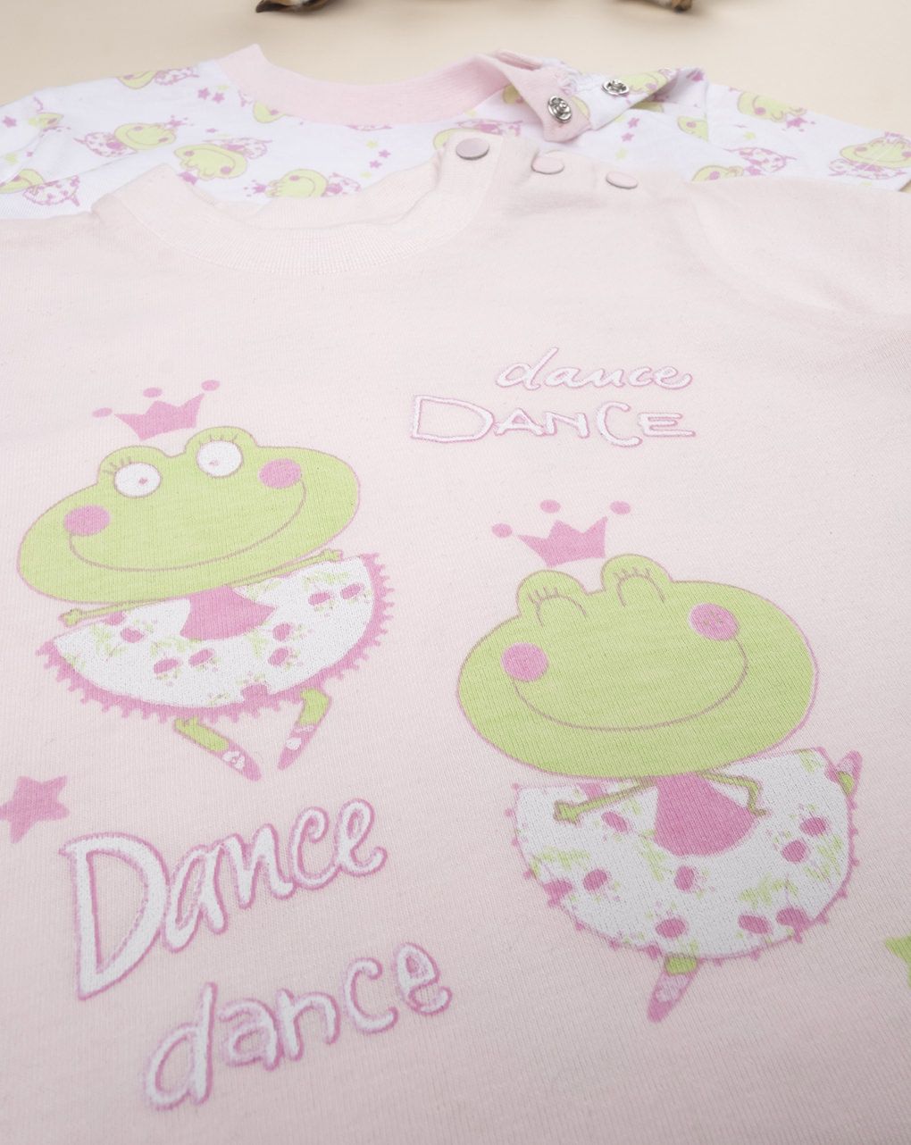 βρεφικές πιτζάμες με βατραχάκια πακέτο x2 για κορίτσι - Prénatal