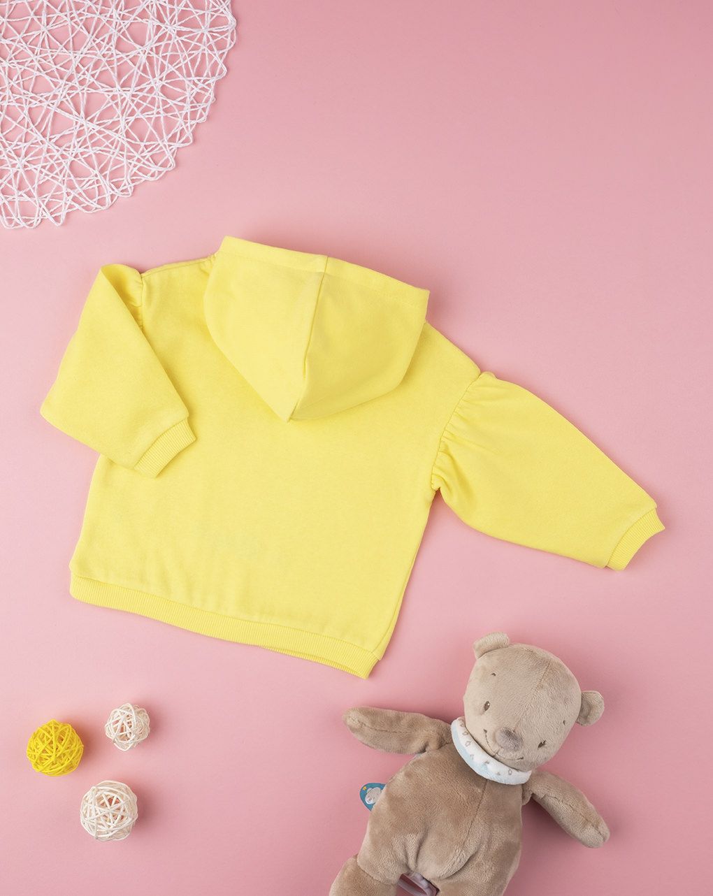 φούτερ με κουκούλα κίτρινο και στάμπα αρκουδάκια για κορίτσι - Prénatal