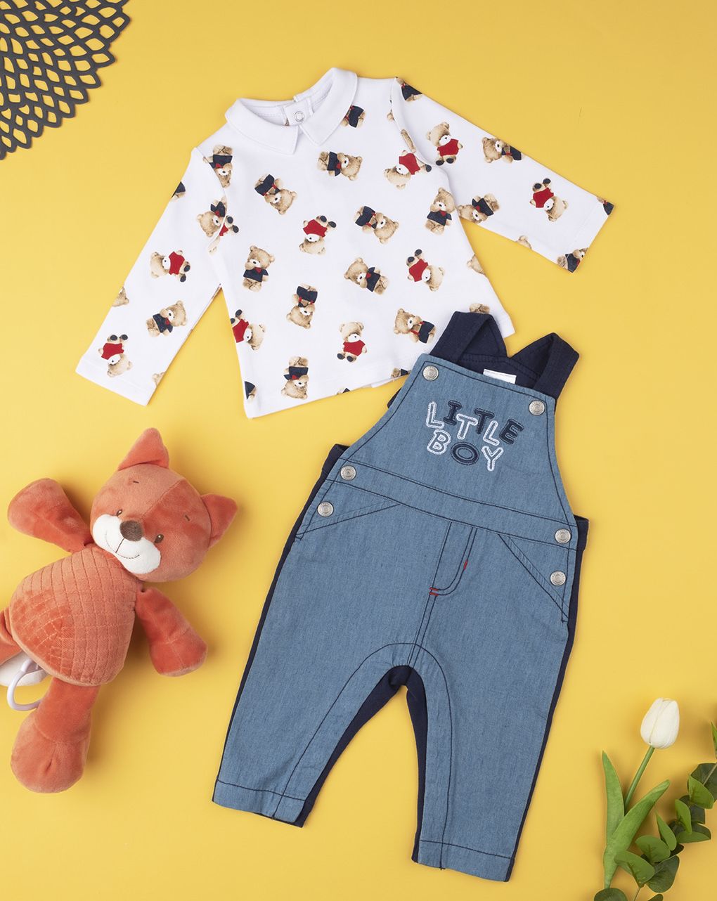 βρεφικό σετ μπλούζα και σαλοπέτα με αρκουδάκια για αγόρι - Prénatal