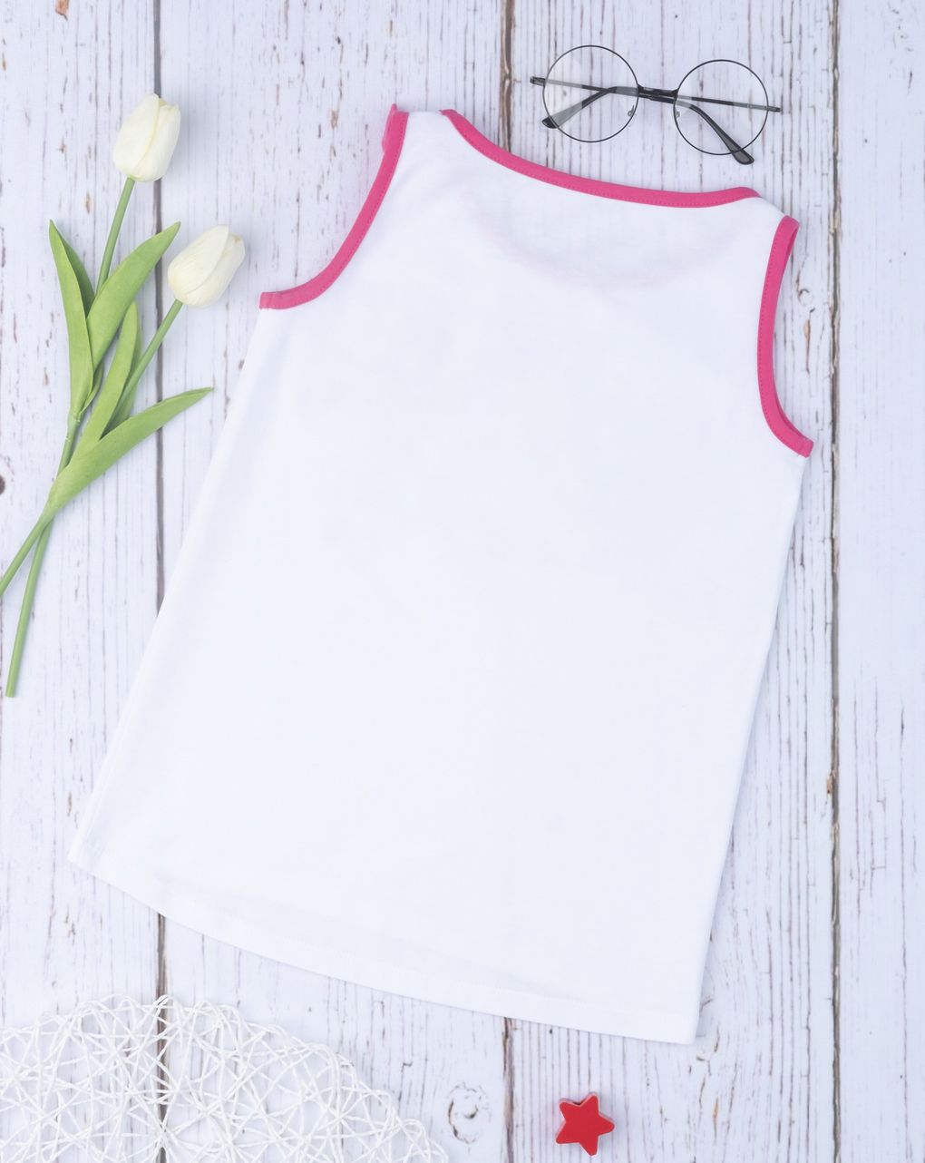 T-shirt αμάνικο λευκό με στάμπα και φιόγκο για κορίτσι - Prénatal