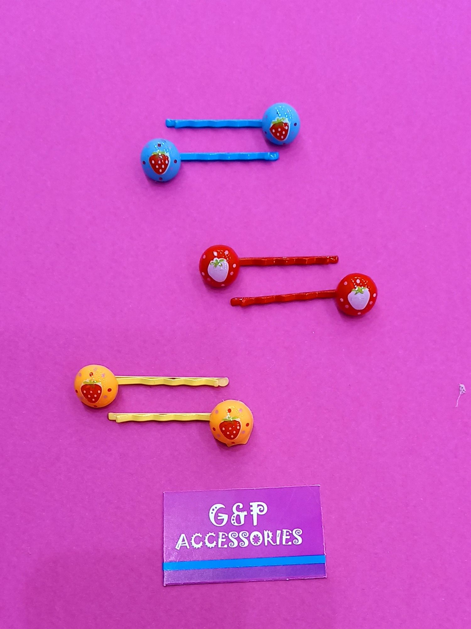 τσιμπιδάκι φράουλα για κορίτσι σετ των 2 - 3 σχέδια - G&P Accessories