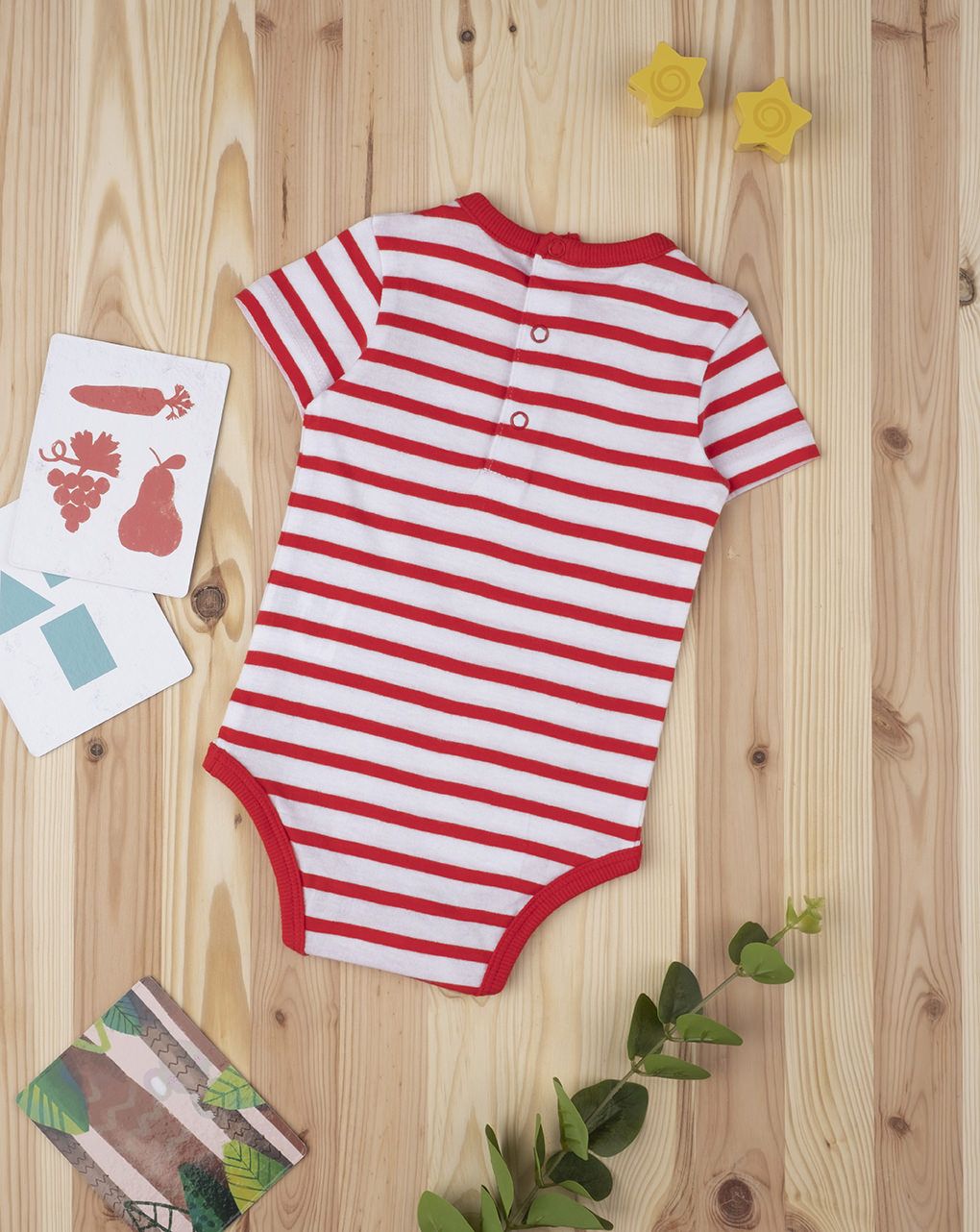βρεφικό κορμάκι ριγέ κόκκινο/λευκό για αγόρι - Prénatal