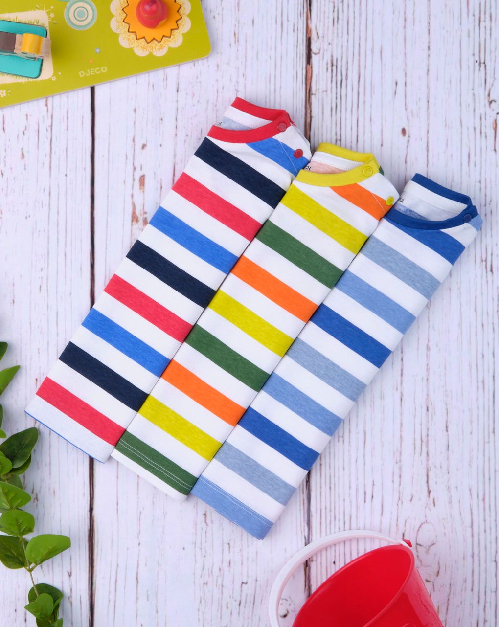 T-shirt βαμβακερό ριγέ κόκκινο - μπλε για αγόρι - Prénatal