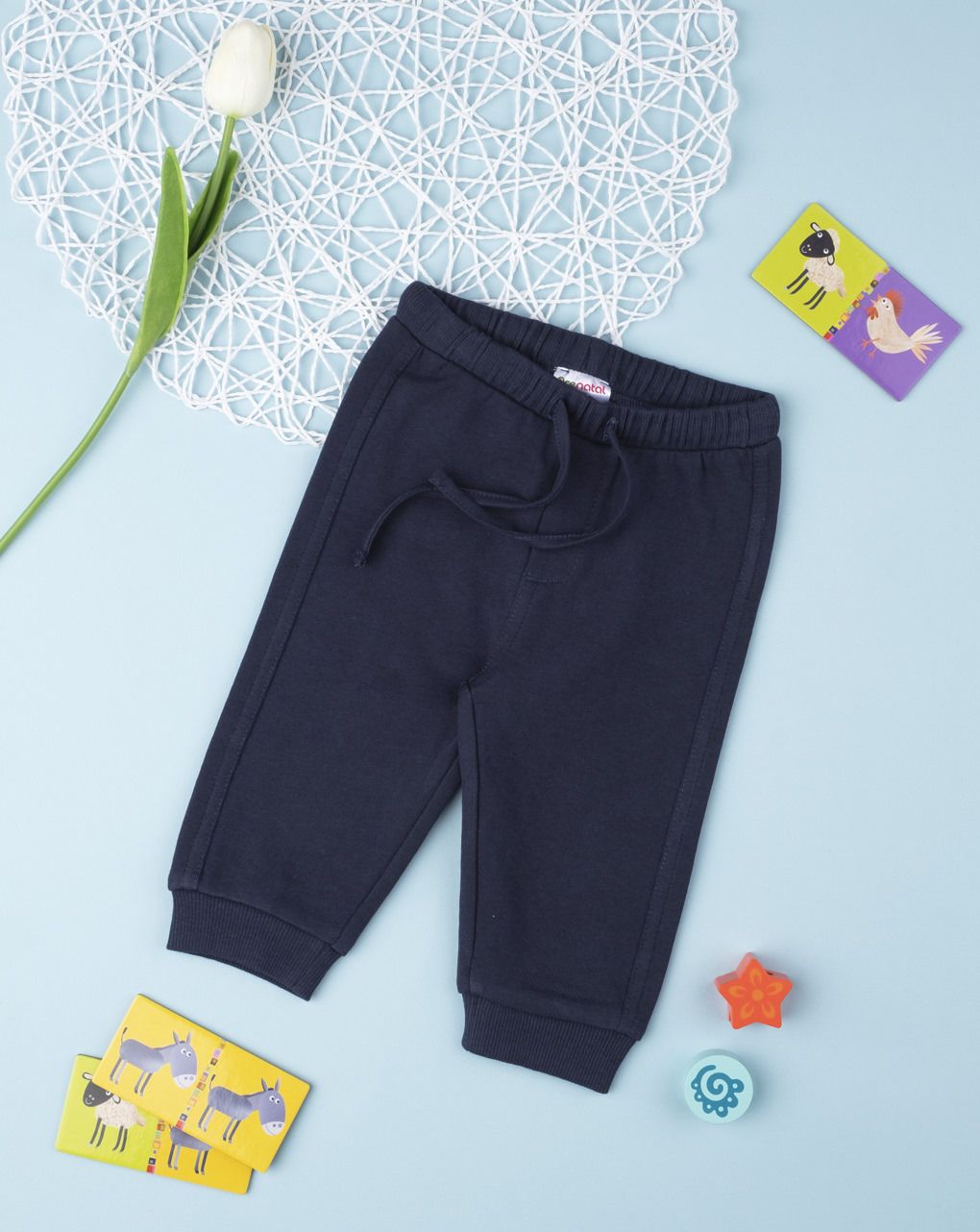 βρεφικό παντελόνι φόρμας βαμβακερό μπλε για αγόρι - Prénatal