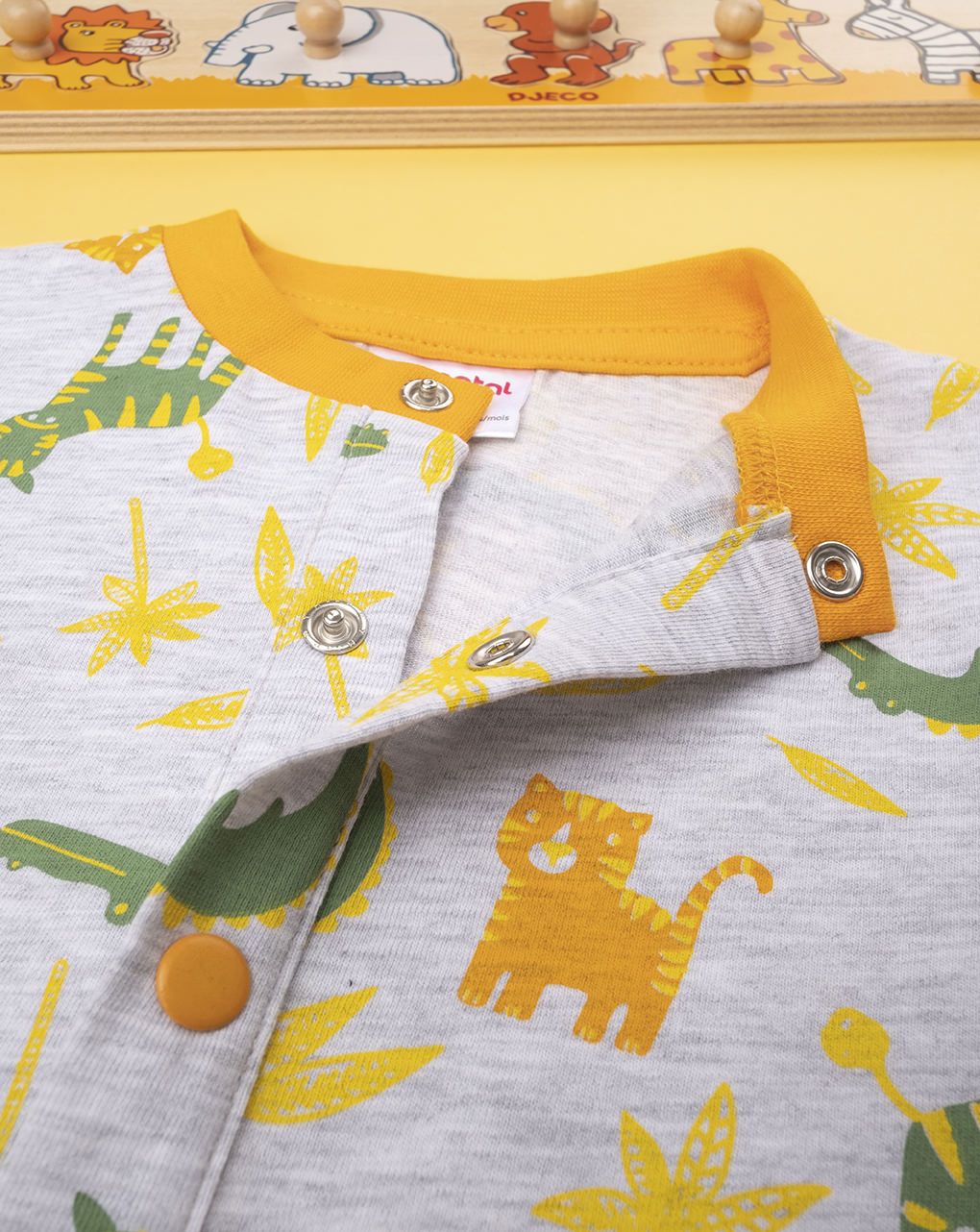 βρεφική πιτζάμα κοντή γκρι ζούγκλα για αγόρι - Prénatal