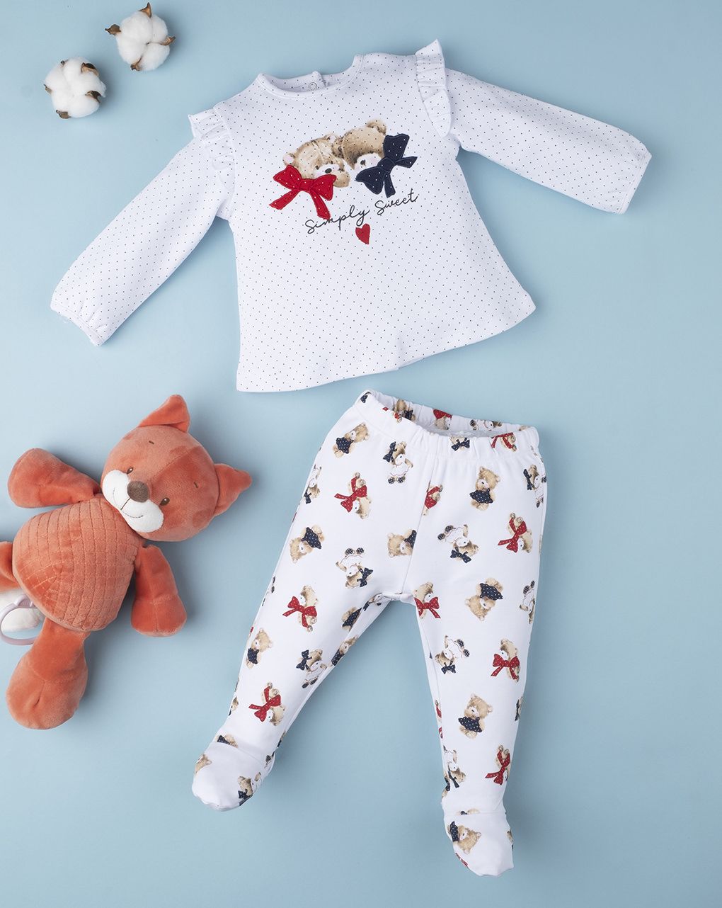 βρεφικό σετ μπλούζα και γκέτα με αρκουδάκι για κορίτσι - Prénatal