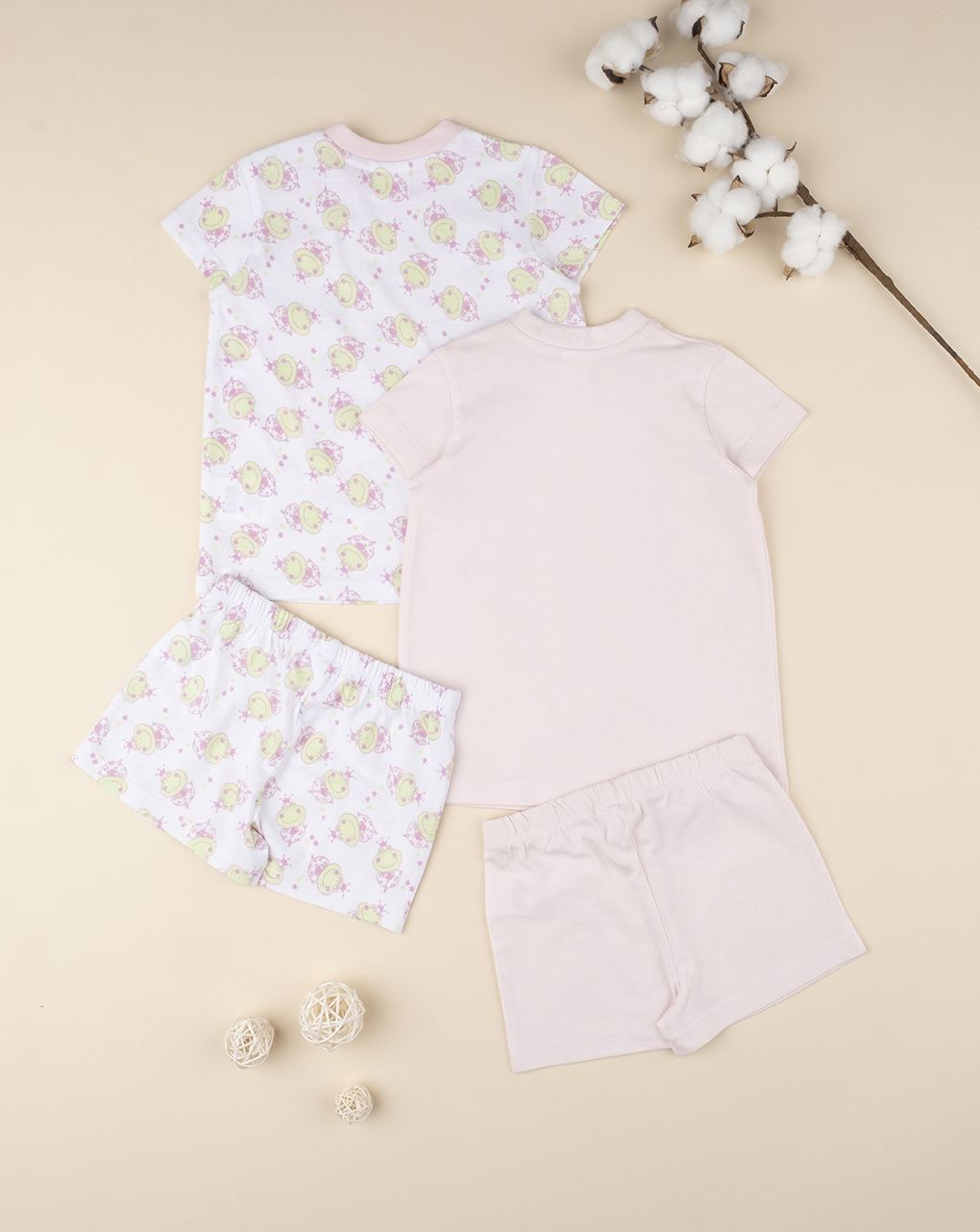 βρεφικές πιτζάμες με βατραχάκια πακέτο x2 για κορίτσι - Prénatal