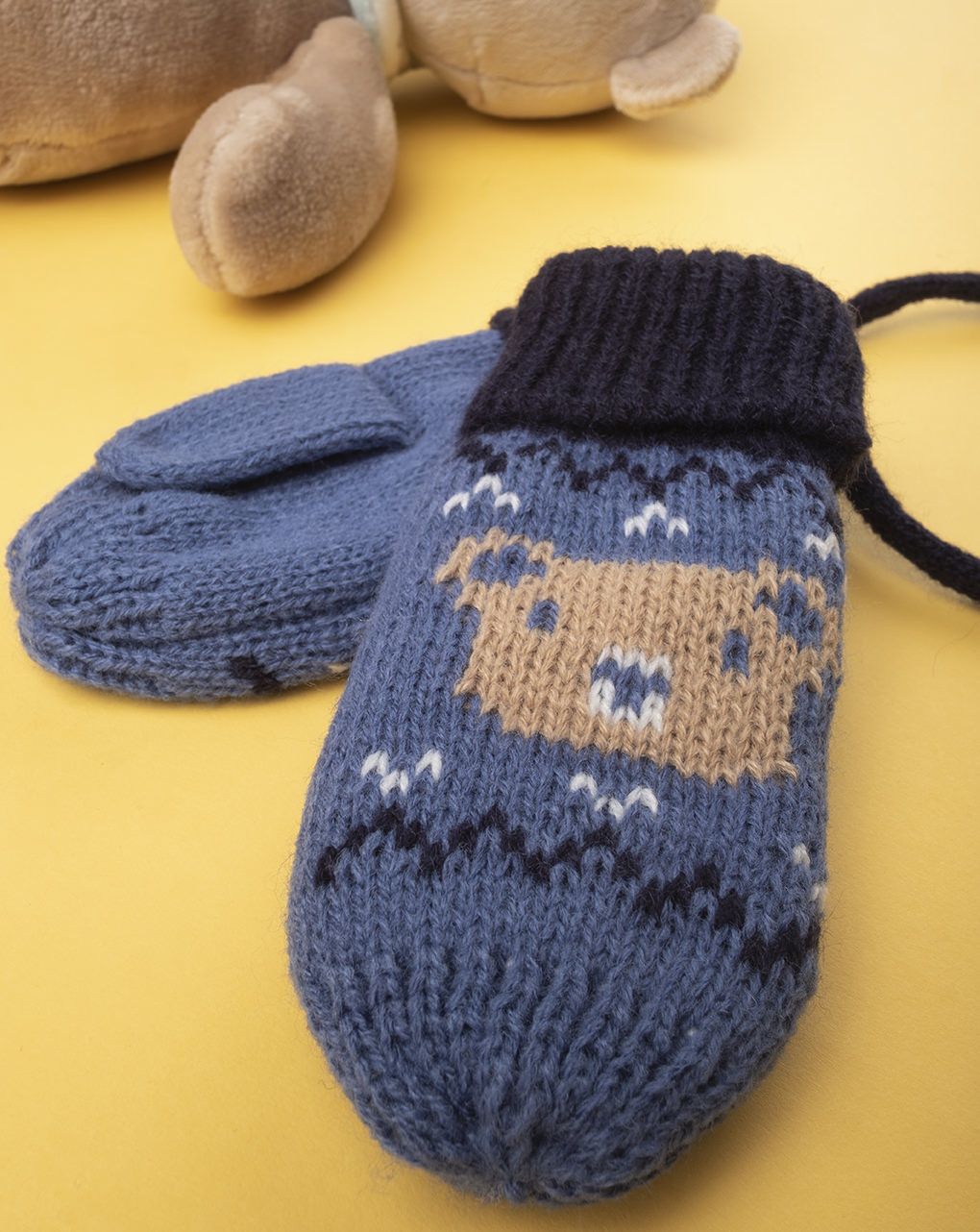 βρεφικά γαντάκια μπλε με αρκουδάκια για αγόρι - Prénatal