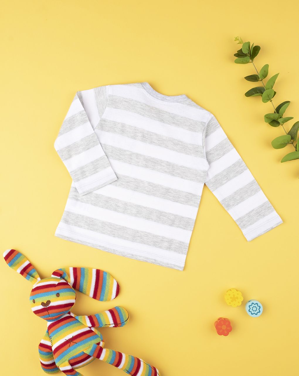 μπλουζάκι ριγέ γκρι με μαϊμουδάκι για αγόρι - Prénatal