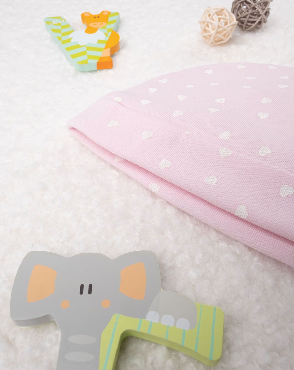 βρεφικό σκουφάκι ροζ με καρδούλες για κορίτσι - Prénatal