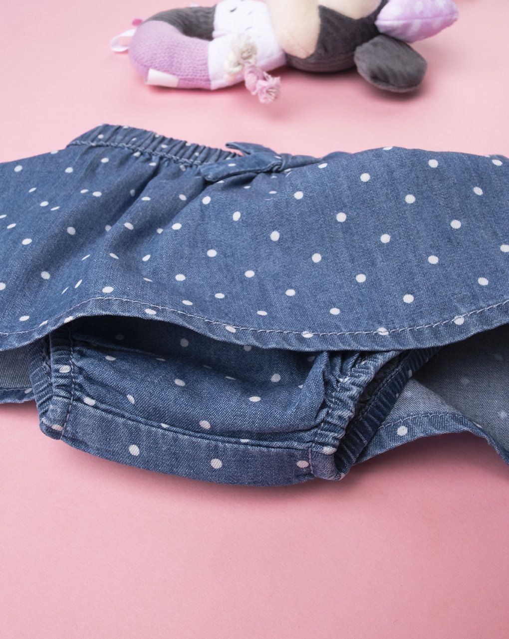 βρεφική τζιν φούστα - σορτσάκι πουά για κορίτσι - Prénatal