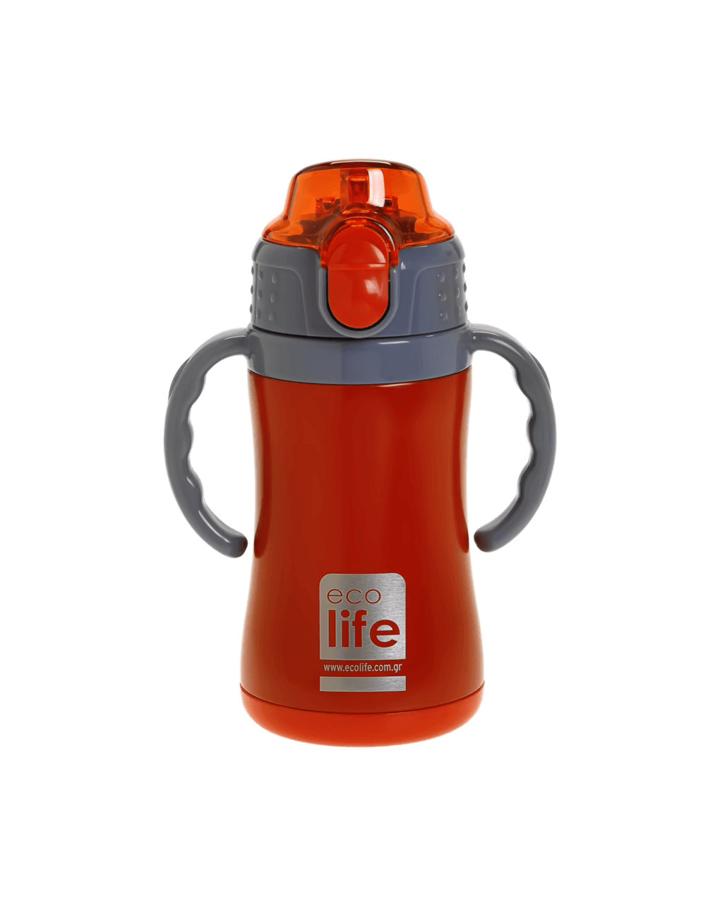 Ecolife ανοξείδωτο παγούρι με καλαμάκι kids thermos 300ml red 33-bo-2999