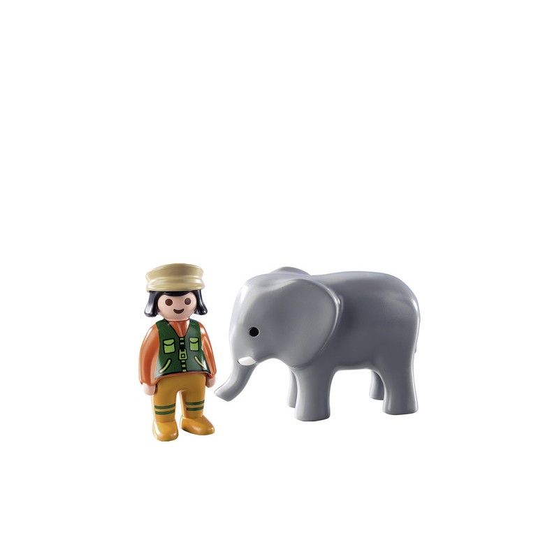 Playmobil 1.2.3 φύλακας ζωολογικού κήπου με ελέφαντα 9381 - Playmobil, Playmobil 1.2.3