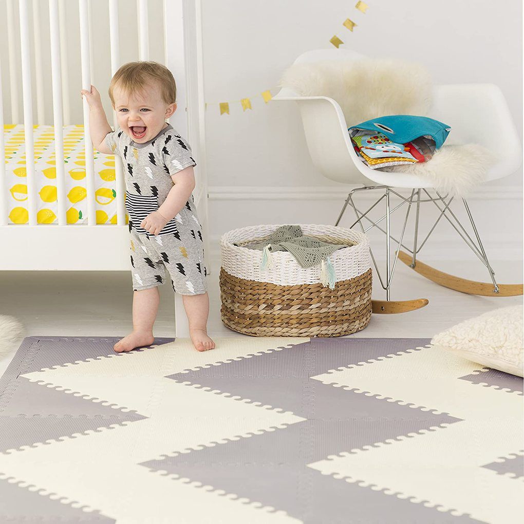 Skip hop χαλάκι παιχνιδιού playspot geo foam floor tiles grey/cream - SKIP HOP