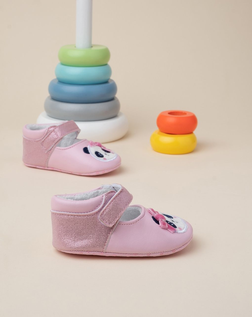 βρεφικά παπουτσάκια αγκαλιάς ροζ με πάντα για κορίτσι - Prénatal