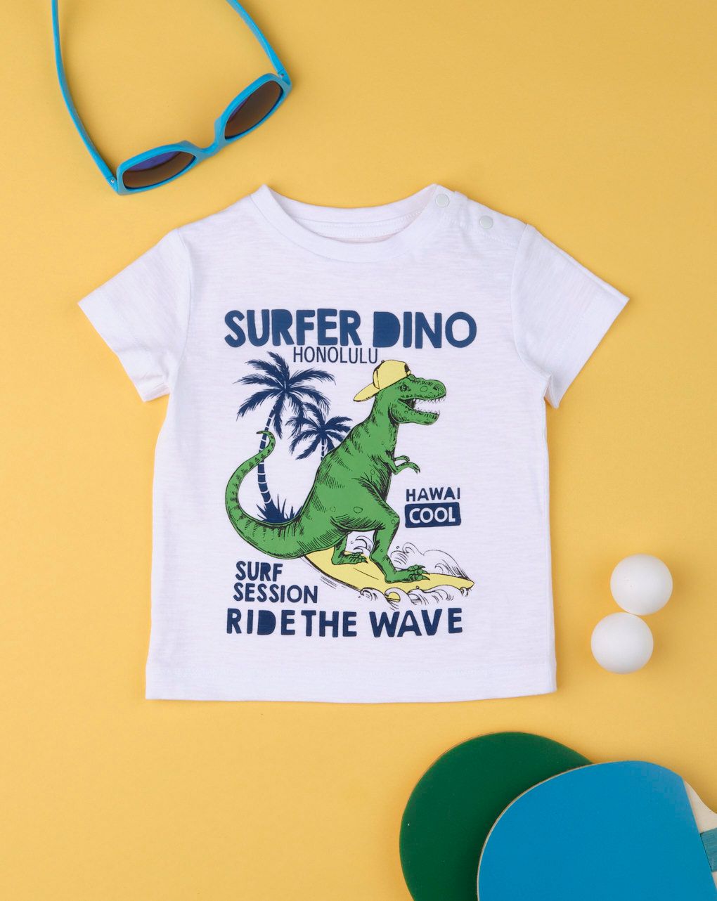 T-shirt λευκό με δεινόσαυρο για αγόρι