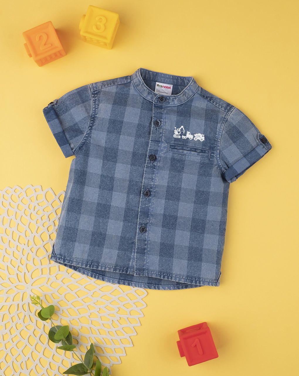 κοντομάνικο πουκάμισο καρό μπλε για αγόρι