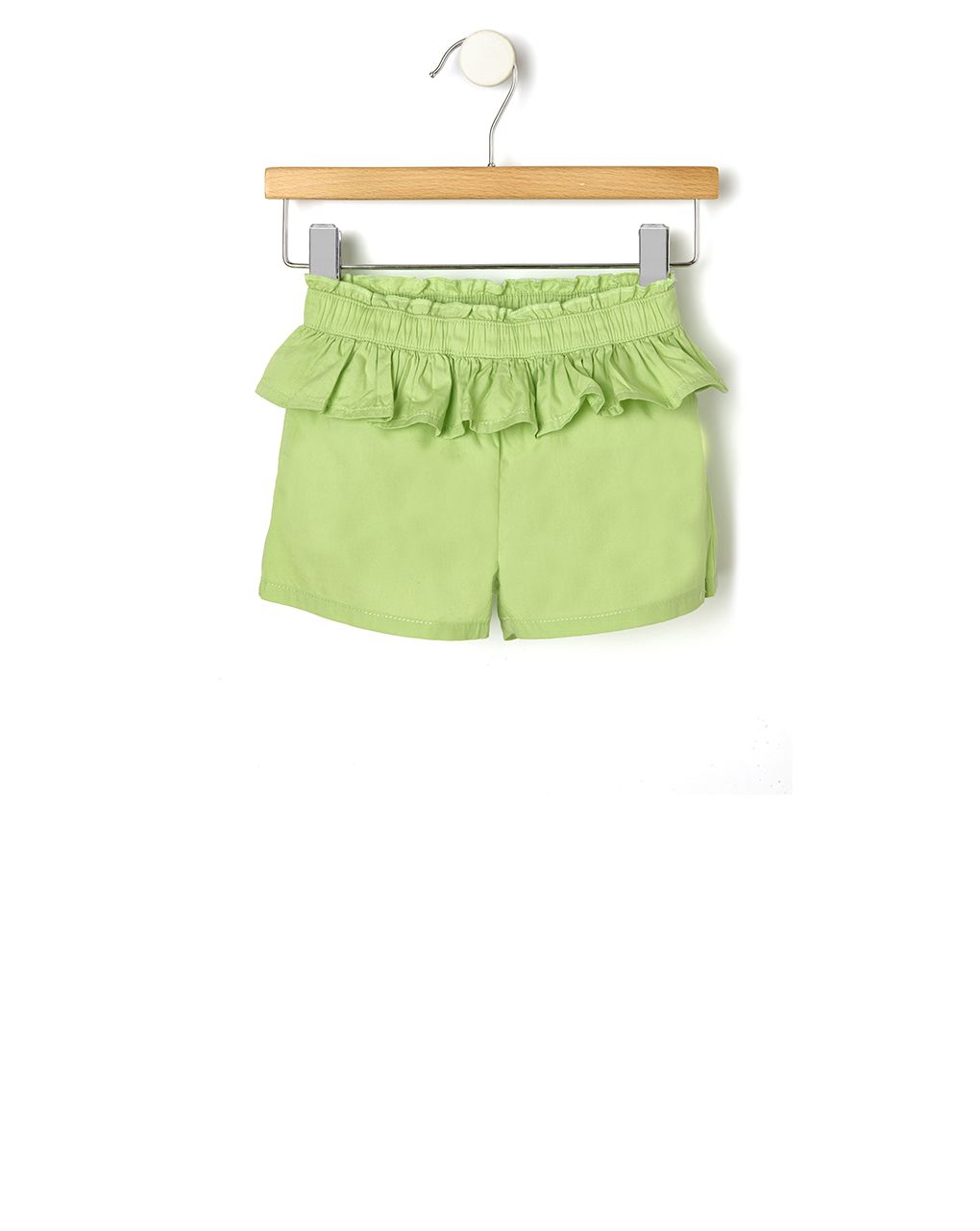 σορτσάκι popeline πράσινο με βολάν για κορίτσι
