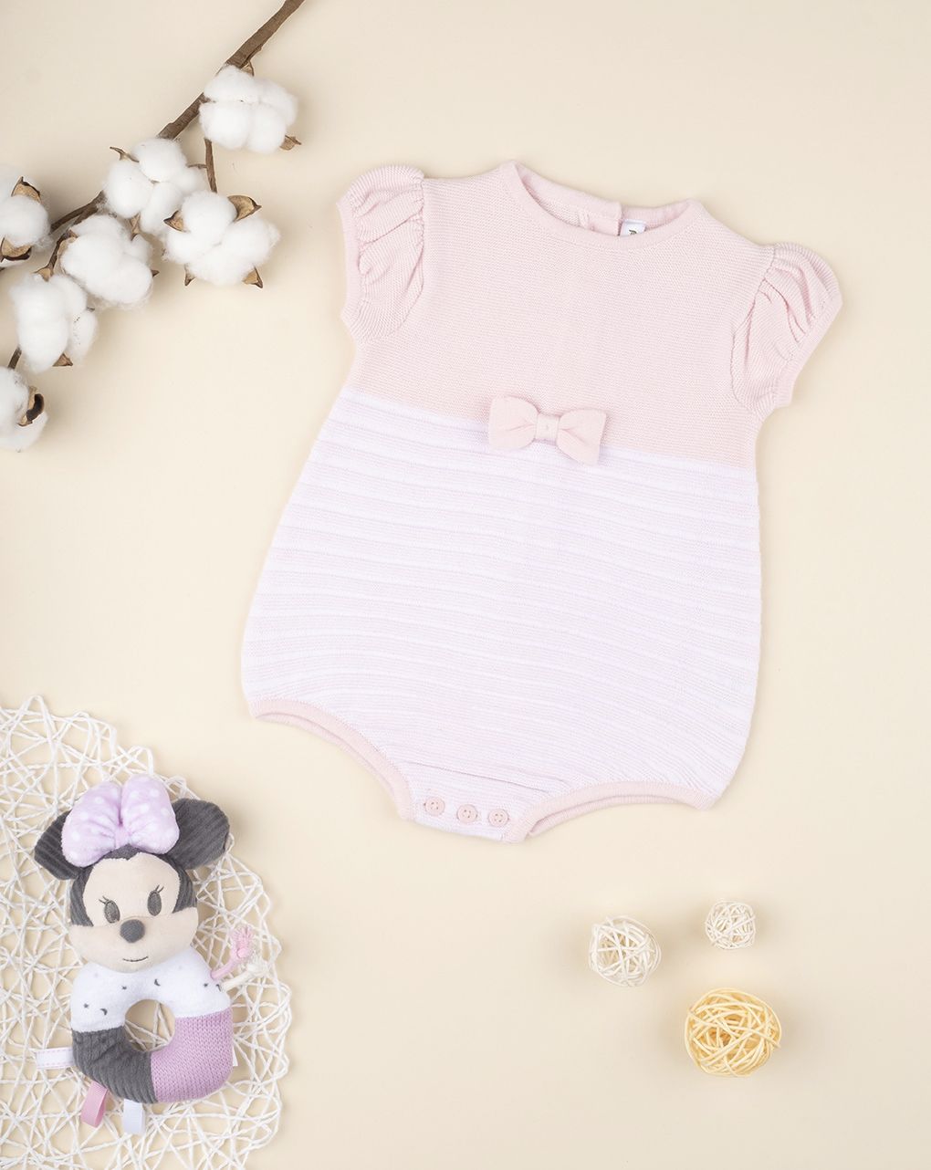 βρεφικό φορμάκι πλεκτό ροζ για κορίτσι - Prénatal