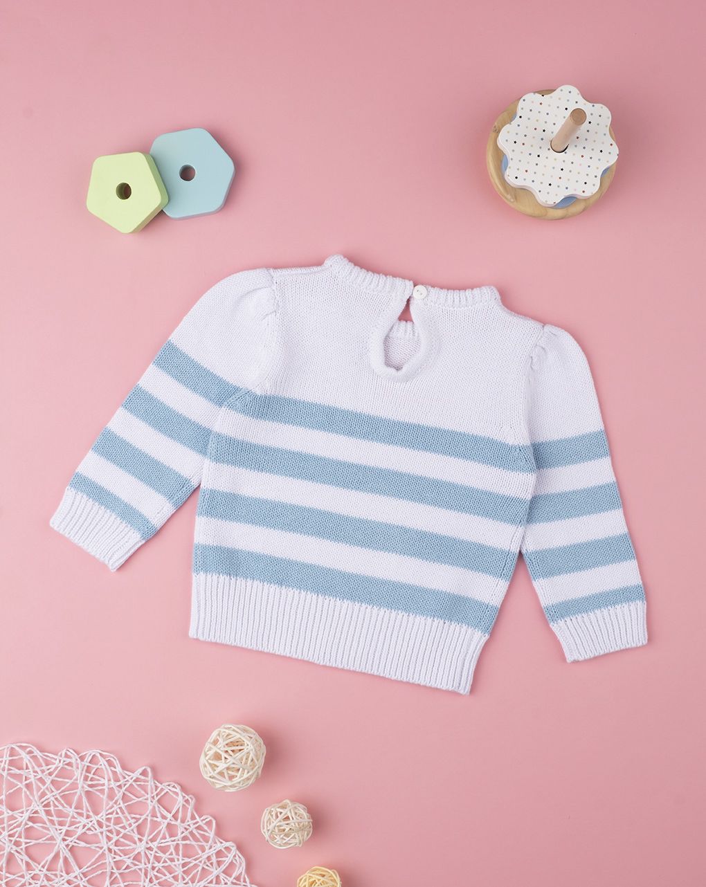 πουλόβερ βαμβακερό ριγέ μπλε για κορίτσι - Prénatal