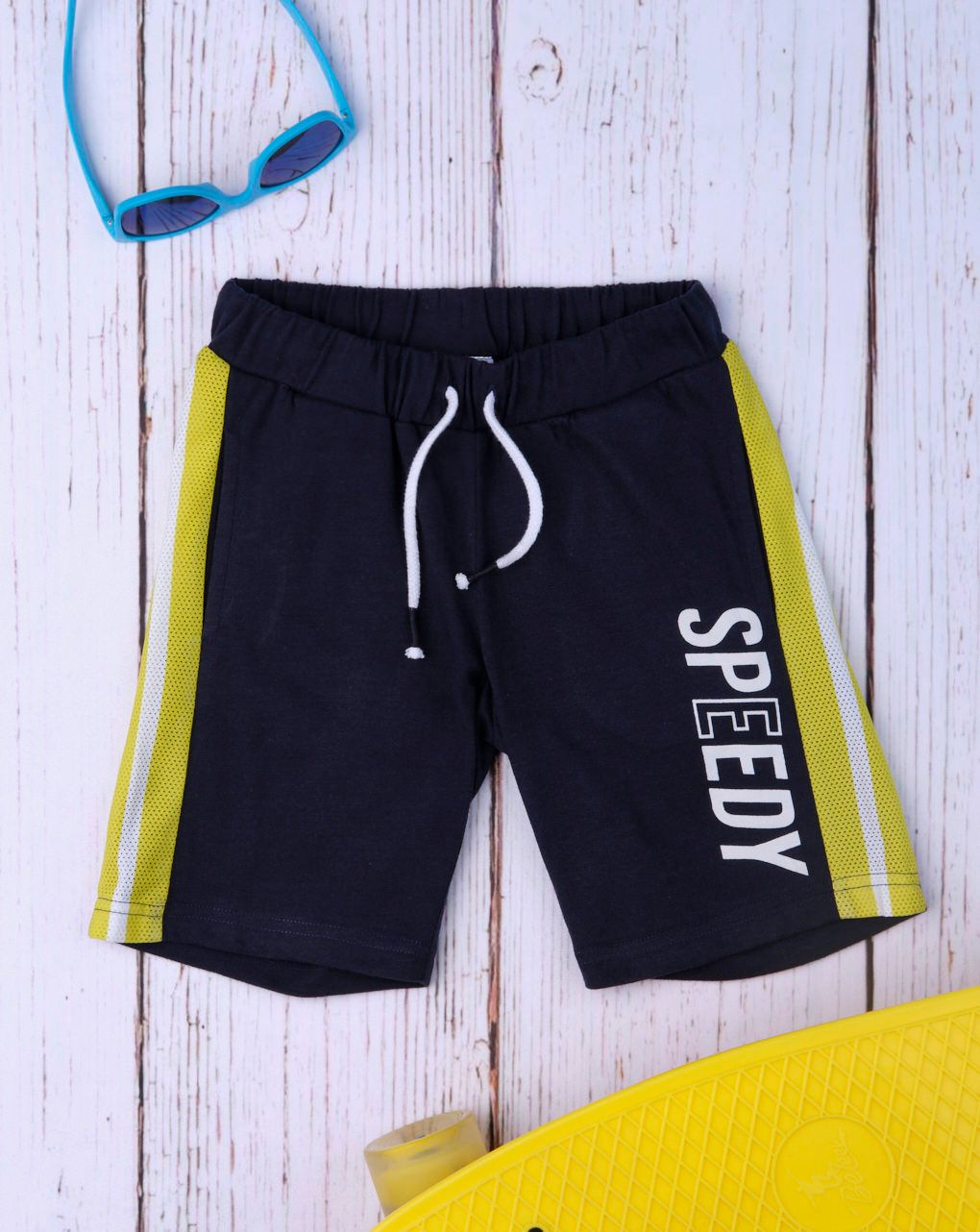 βερμούδα με διάτρητα ένθετα σκούρο μπλε για αγόρι - Prénatal