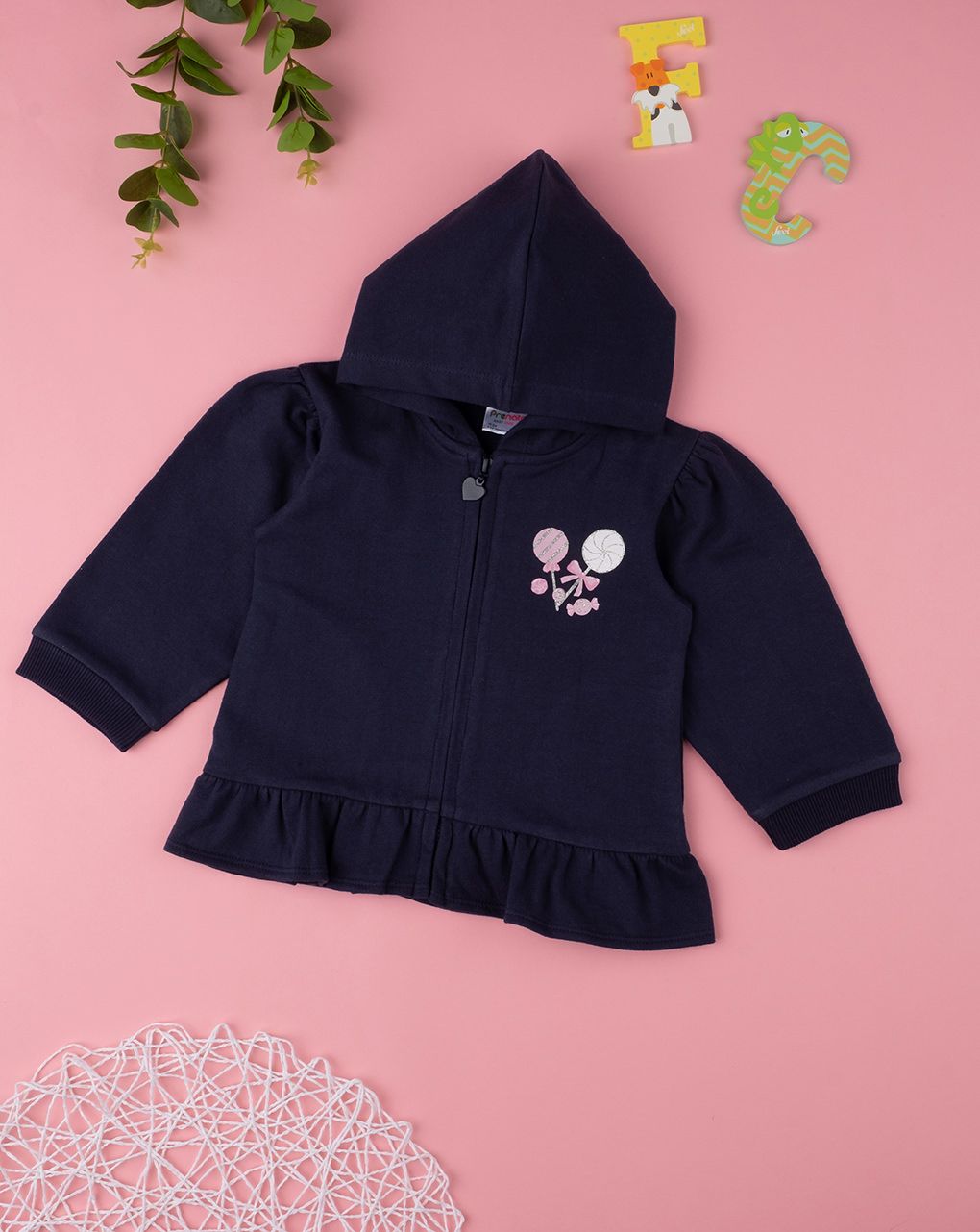 ζακέτα φόυτερ μπλε με καραμέλες για κορίτσι - Prénatal