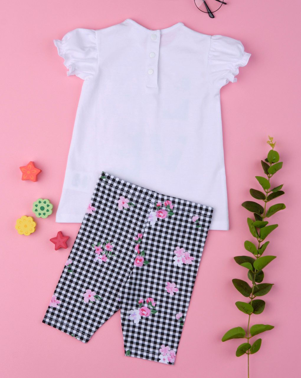 σετ t-shirt και κολάν καρό για κορίτσι 670339 - Prénatal