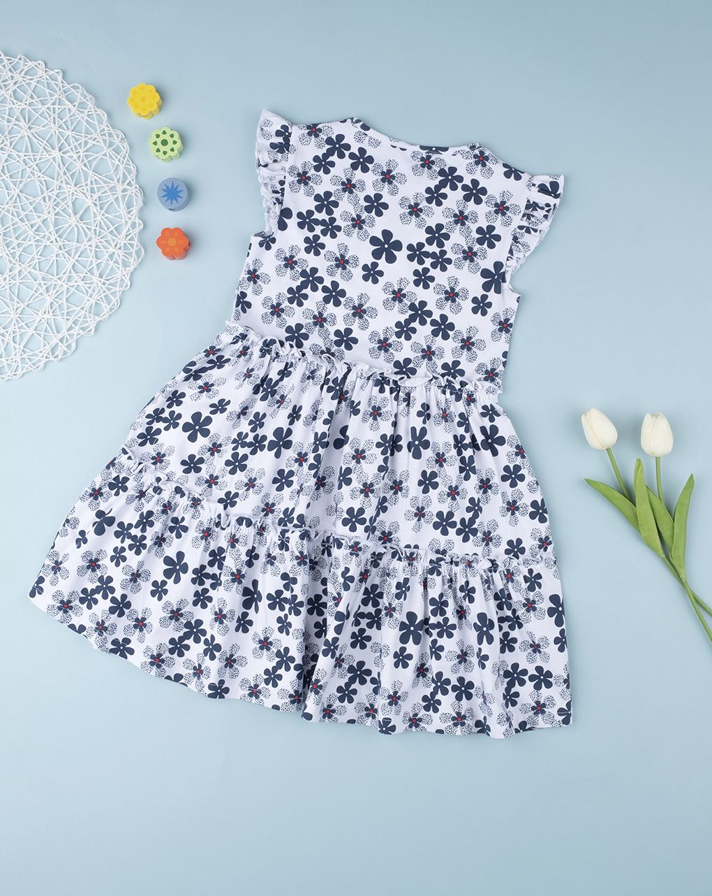 παιδικό φόρεμα με λουλούδια μπλε για κορίτσι - Prénatal