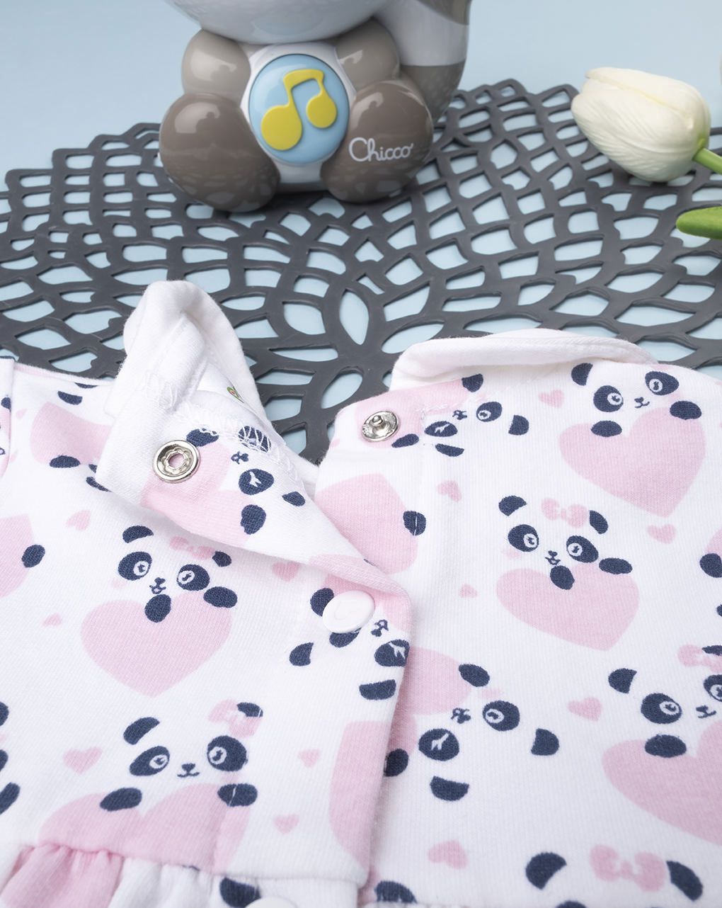 βρεφικό φορεματάκι με στάμπα πάντα με καρδούλες για κορίτσι - Prénatal