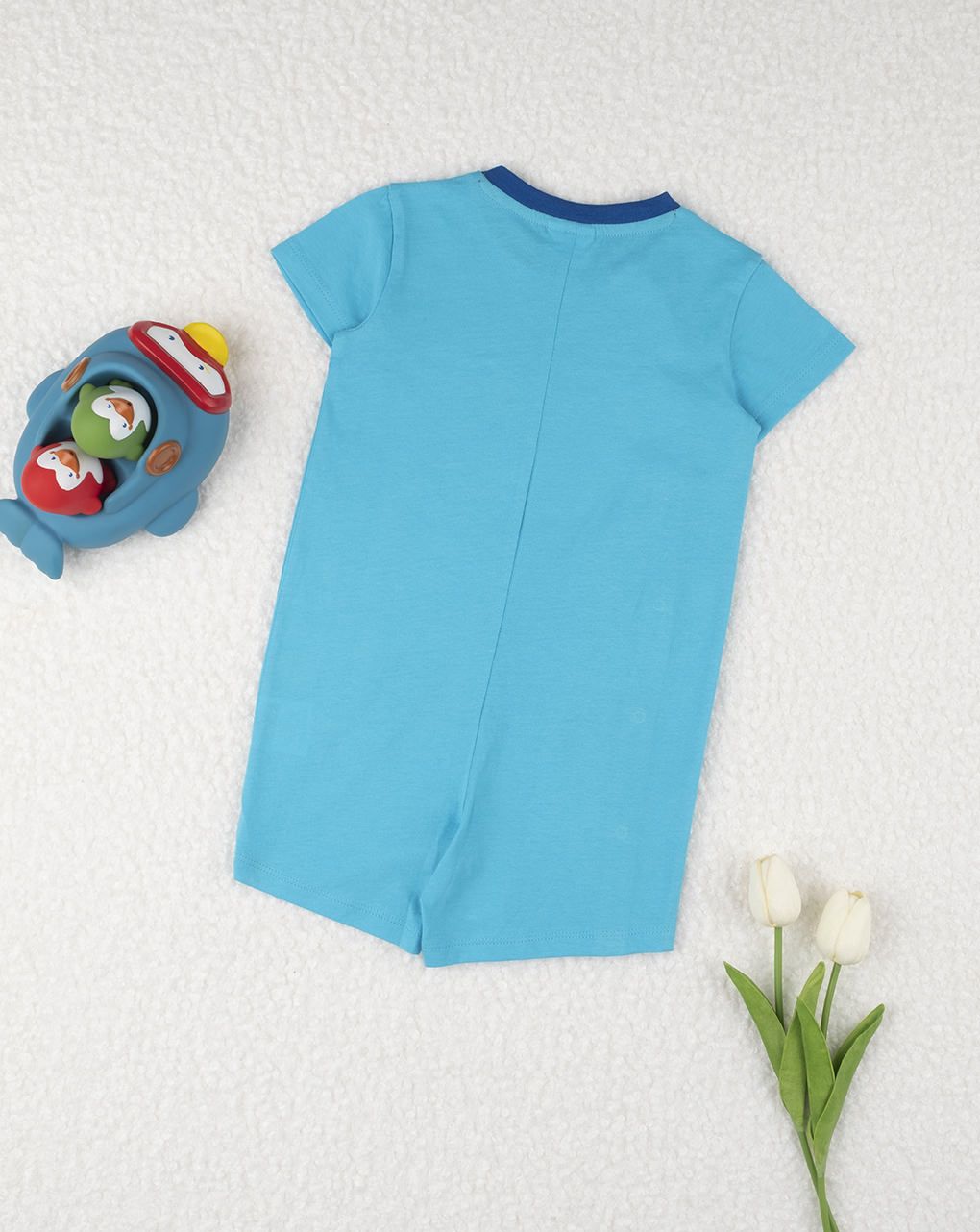 βρεφική πιτζάμα κοντή γαλάζιο με καρχαρία για αγόρι - Prénatal