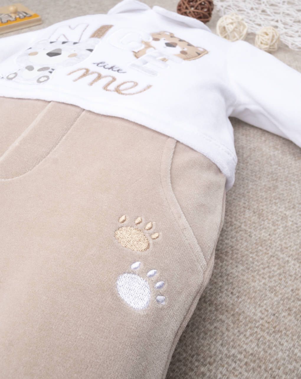 βρεφικό φορμάκι σενίλ με γατάκια για αγόρι - Prénatal