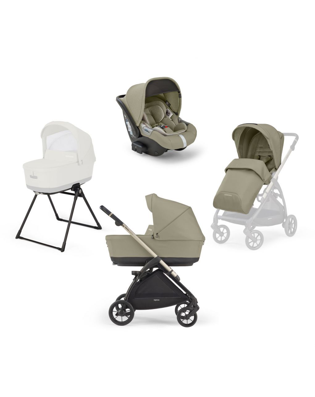 Inglesina σύστημα μεταφοράς electa quattro system with cab car seat - μπεζ - Inglesina