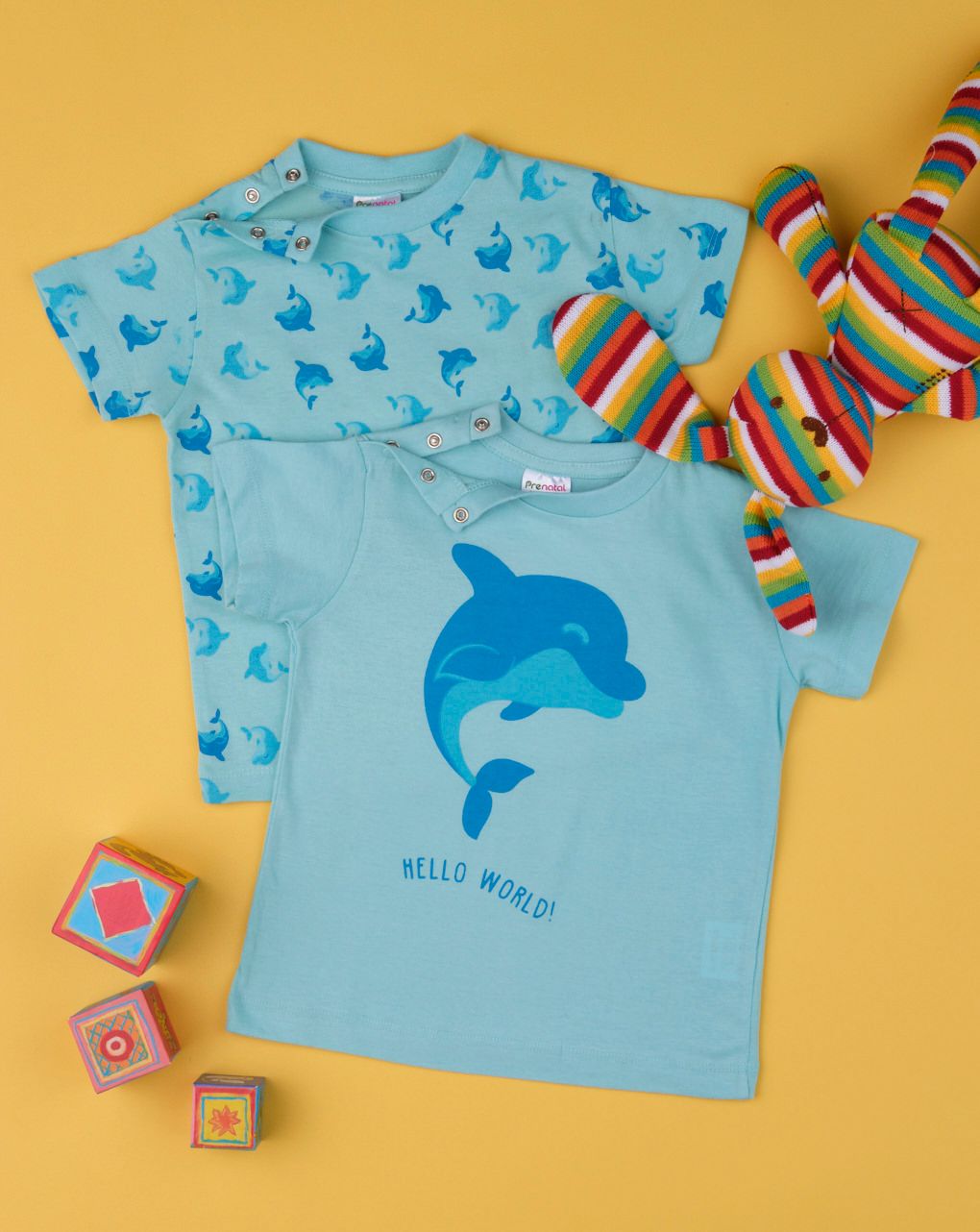 πιτζάμες jersey πακέτο χ2 σετ μπλε με δελφινάκια για αγόρι