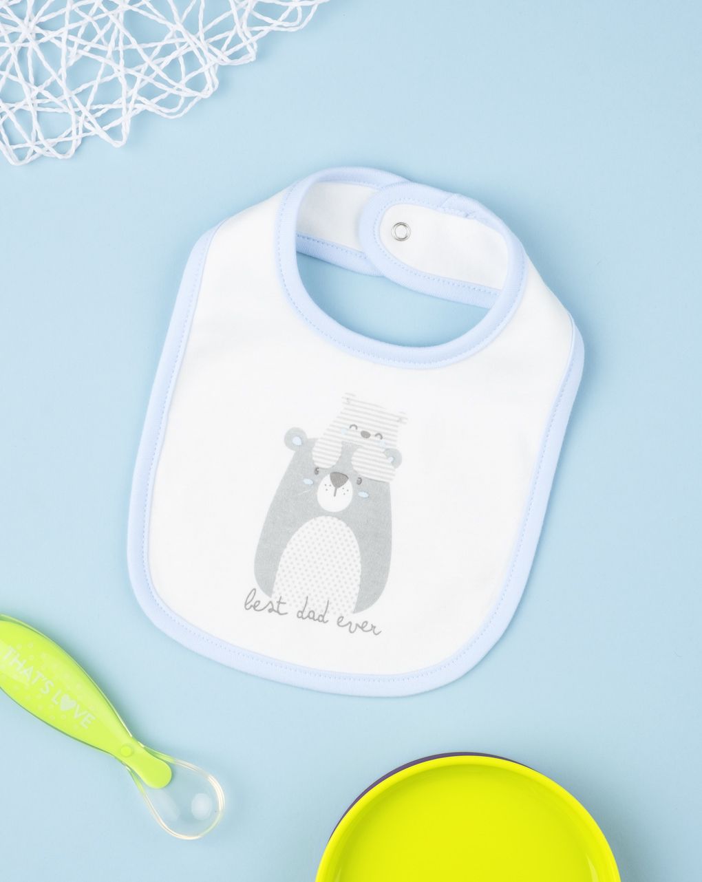 σαλιάρα βαμβακερή με ζωάκια λευκή για αγόρι - Prénatal