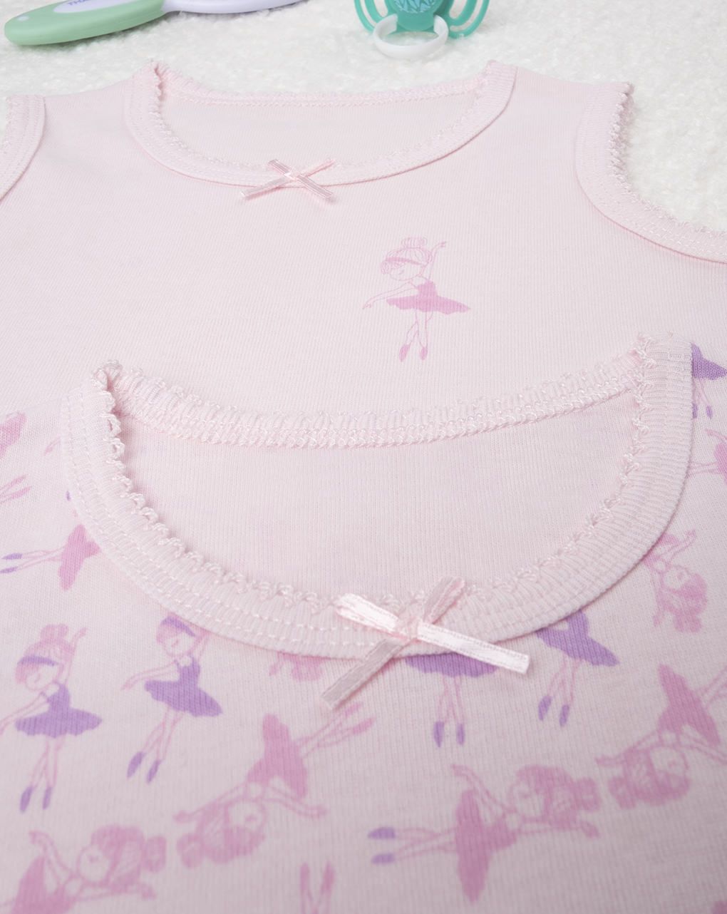 βρεφικά αμάνικα κορμάκια με μπαλαρίνες  πακέτο x2 για κορίτσι - Prénatal